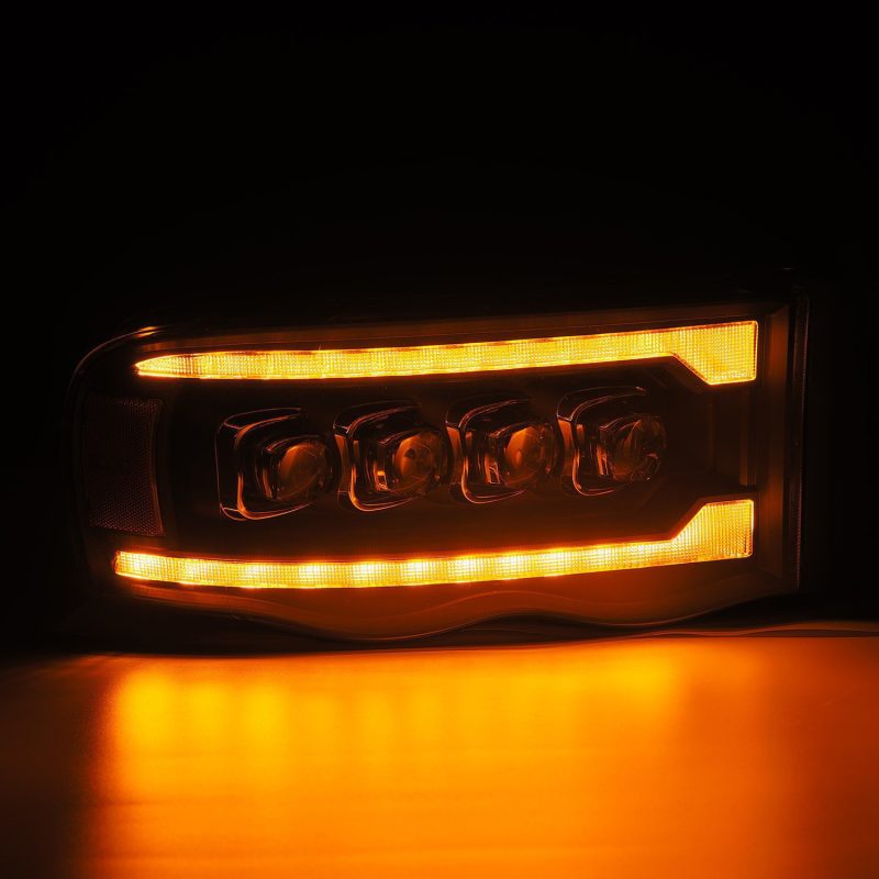 AlphaRex 02 - 05 Dodge Ram 1500 NOVA LED Proj Headlights Plank Style Blk w/Activ Light/Seq Signal - CPC Performance