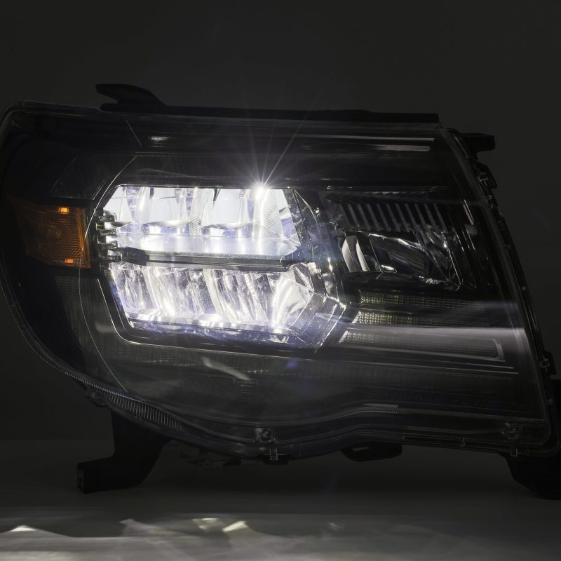 AlphaRex 05 - 11 Toyota Tacoma LUXX Crystal Headlights Plank Style Alpha Black w/Activation Light/DRL - CPC Performance