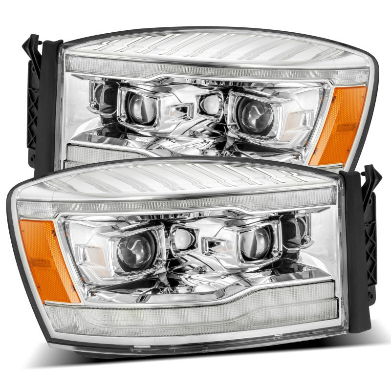 AlphaRex 06 - 08 Dodge Ram 1500HD LUXX LED Projector Headlights Plank Style Chrome w/Seq Signal/DRL - CPC Performance