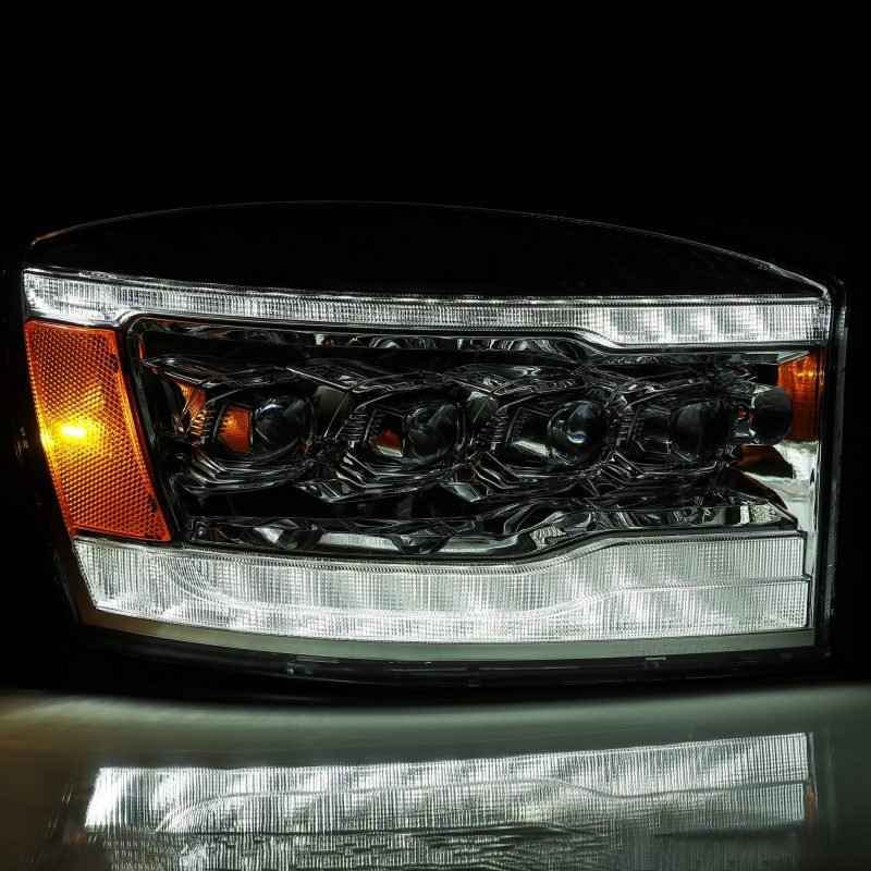AlphaRex 06 - 08 Dodge Ram 1500HD NOVA LED Proj Headlights Plank Style Blk w/Seq Signal/DRL/Amber LED - CPC Performance
