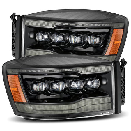 AlphaRex 06 - 08 Ram 1500HD NOVA LED Proj Headlights Plank Style Alpha Blk w/Seq Signal/DRL/Amber LED - CPC Performance