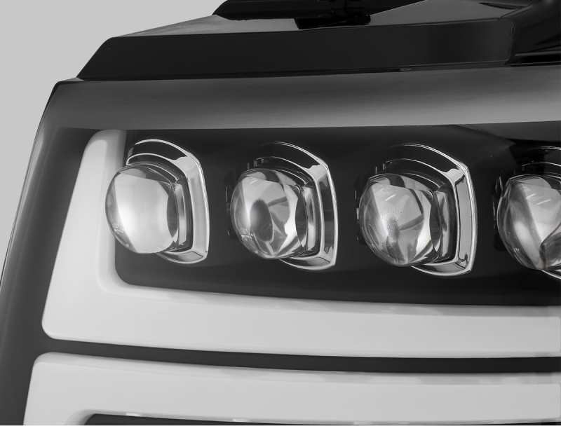 AlphaRex 07 - 13 Chevy Avalanche NOVA LED Proj Headlights Plank Style Matte Black w/Activ Light/DRL - CPC Performance