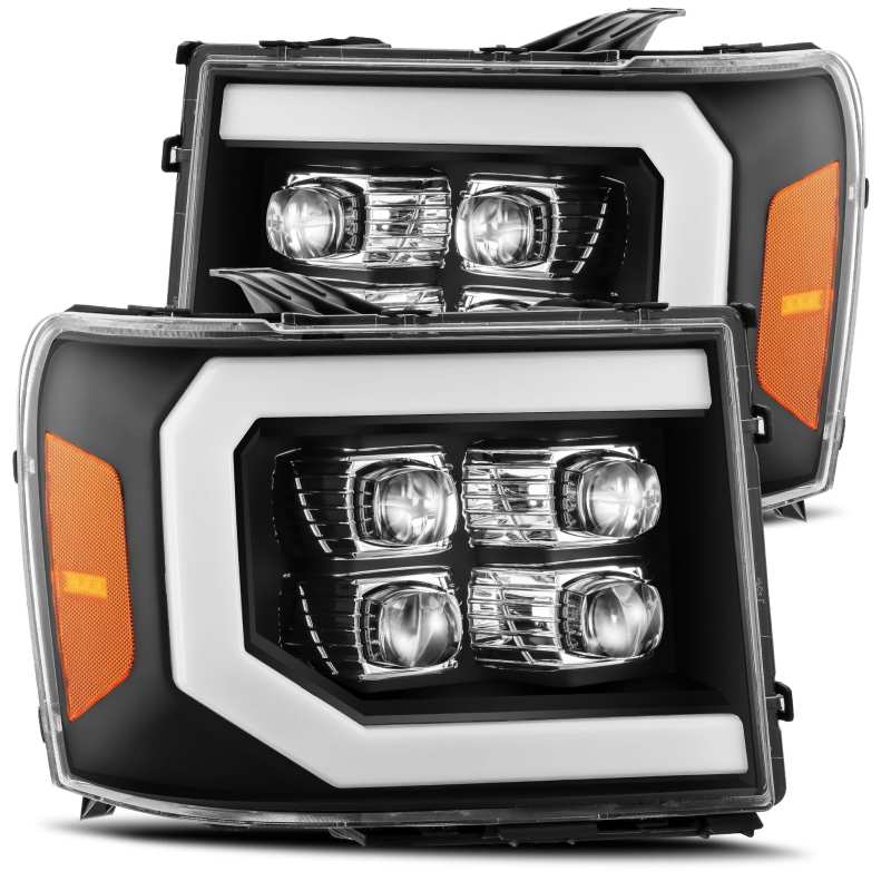 AlphaRex 07 - 13 GMC 1500HD NOVA LED Proj Headlight Plank Style Gloss Blk w/Activ Light/Seq Signal/DRL - CPC Performance