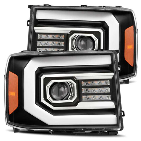 AlphaRex 07 - 13 GMC 1500HD PRO - Series Proj Headlights Plank Style Matte Blk w/Activ Light/Seq Signal - CPC Performance
