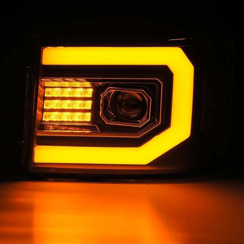 AlphaRex 07 - 13 GMC Sierra 1500 (No Clsc) LUXX - Series LED Proj HL Jet Blk w/Actv Lgt & Seq.Sig / DRL - CPC Performance