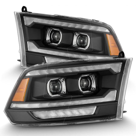 AlphaRex 09 - 18 Dodge Ram 2500 LUXX LED Proj Headlights Plank Style Blk w/Activ Light/Seq Signal/DRL - CPC Performance