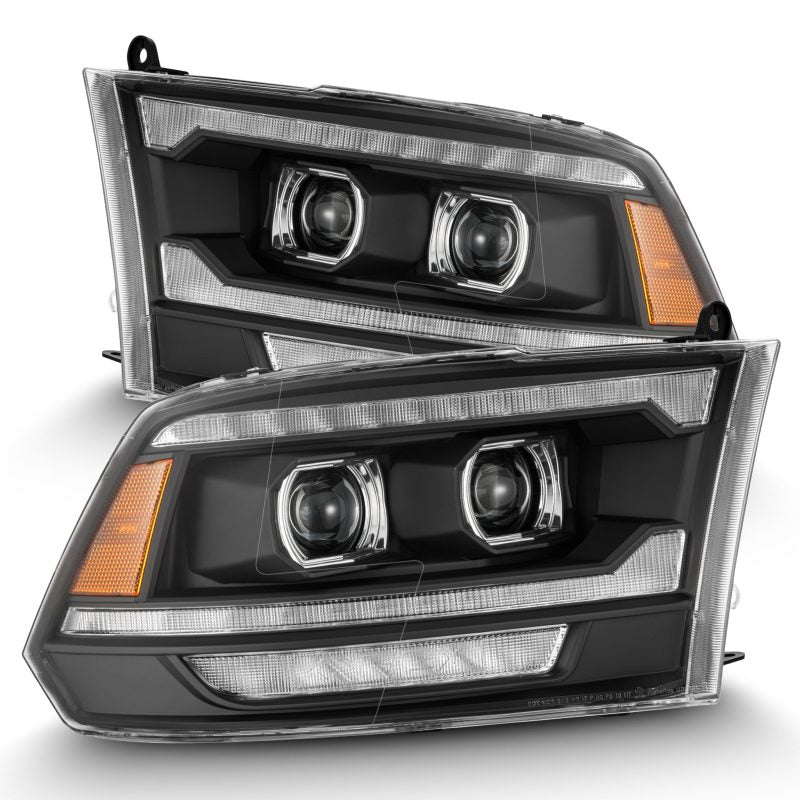 AlphaRex 09 - 18 Dodge Ram 2500 LUXX LED Proj Headlights Plank Style Blk w/Activ Light/Seq Signal/DRL - CPC Performance