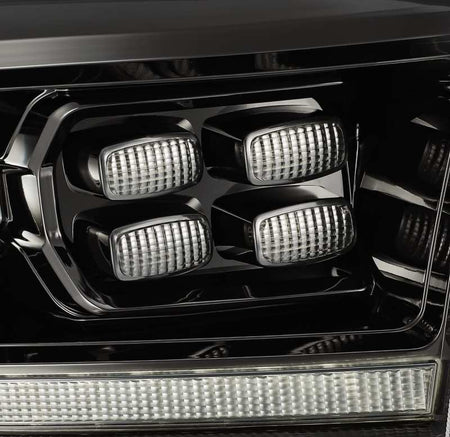 AlphaRex 09 - 18 Dodge Ram 2500HD LUXX LED Proj Headlights Plank Style Black w/Seq Signal/Smoked DRL - CPC Performance