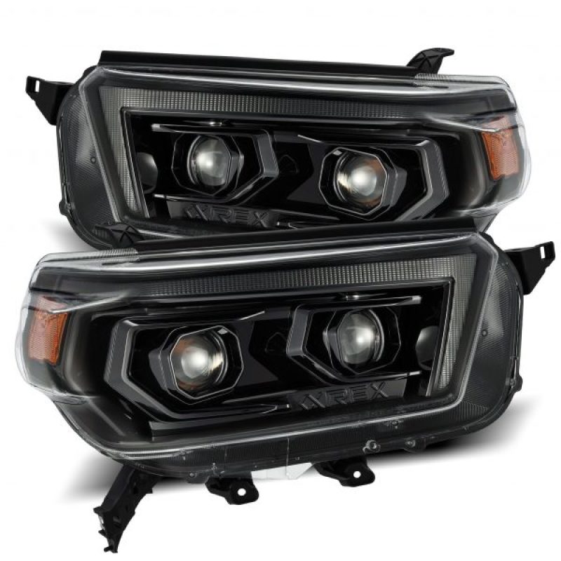 AlphaRex 10 - 13 Toyota 4Runner LUXX LED Proj Headlights Plank Style Alpha Black w/Seq Signal/DRL - CPC Performance
