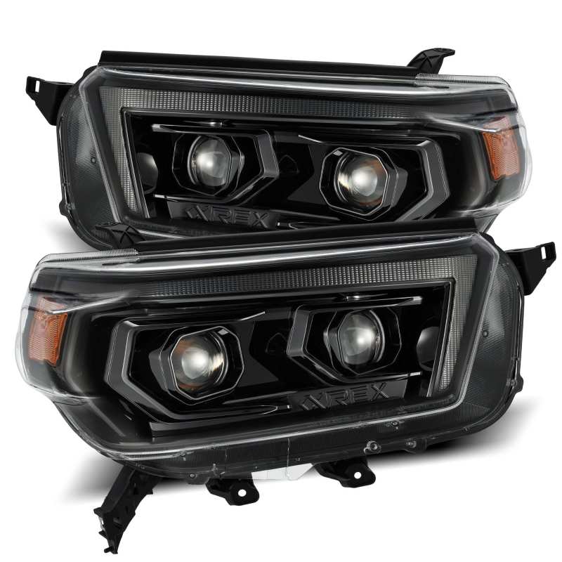 AlphaRex 10 - 13 Toyota 4Runner PRO - Series Proj Headlights Plank Style Alpha Blk w/Seq Signal/DRL - CPC Performance