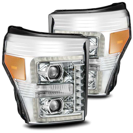 AlphaRex 11 - 16 Ford F - 250 SD PRO - Series Projector Headlights Plank Style Design Chrome w/Seq Signal - CPC Performance
