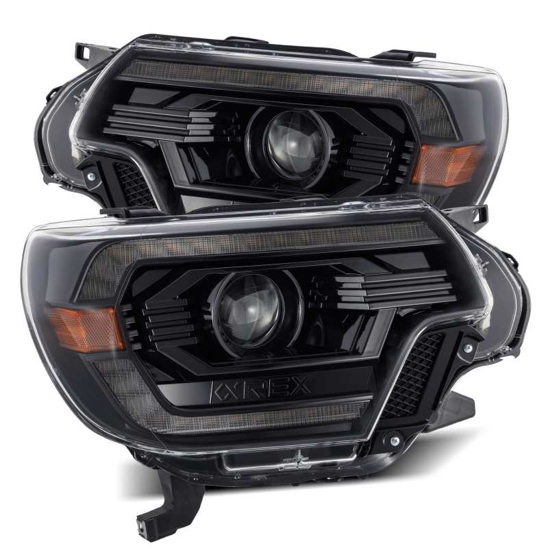 AlphaRex 12 - 15 Toyota Tacoma LUXX LED Projector Headlights Plank Style Alpha Black w/DRL - CPC Performance