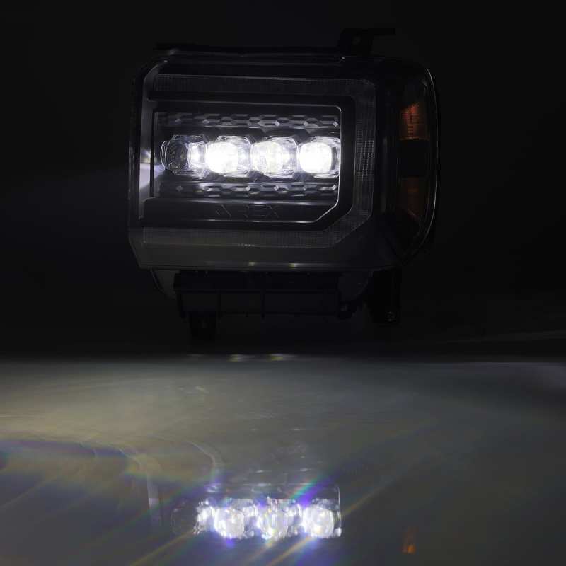 AlphaRex 14 - 18 GMC Sierra NOVA LED Proj Headlights Plank Style Black w/Activ Light/Seq Signal/DRL - CPC Performance