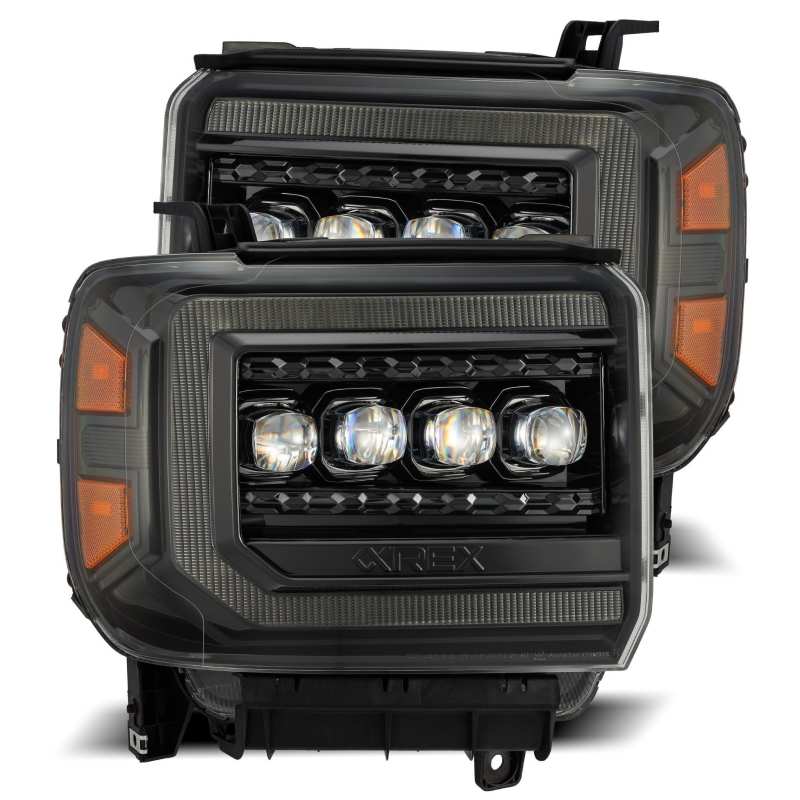 AlphaRex 14 - 18 GMC Sierra NOVA LED Proj Headlights Plnk Style Alpha Blk w/Activ Light/Seq Signal/DRL - CPC Performance