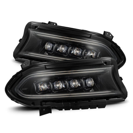 AlphaRex 15 - 23 Dodge Charger NOVA LED Proj Headlights Alpha - Blk w/Actv Light & Seq.Sig / SB DRL - CPC Performance