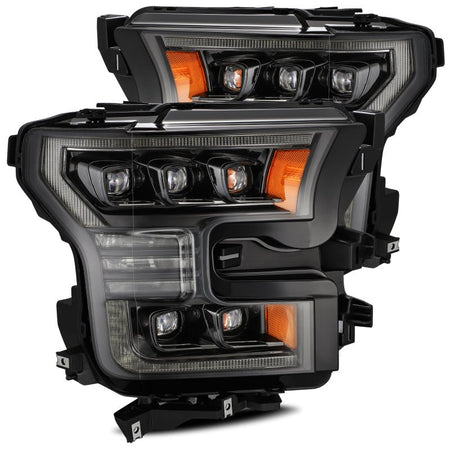 AlphaRex 17 - 20 Ford Raptor NOVA LED Proj Headlights Plank Style Alpha Black w/Activ Light/Seq Signal - CPC Performance
