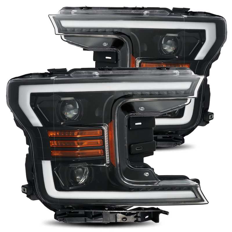 AlphaRex 18 - 19 Ford F - 150 PRO - Series Proj Headlights Plank Style Gloss Blk w/Activ Light/Seq Signal - CPC Performance