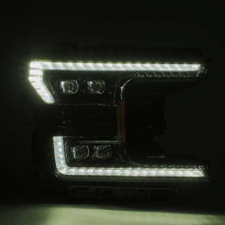 AlphaRex 18 - 20 Ford F - 150 NOVA LED Proj Headlight Plank Style Alpha Blk w/Activ Light/Seq Signal/DRL - CPC Performance
