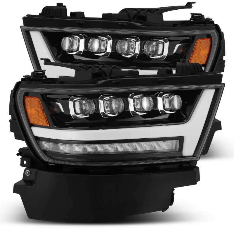 AlphaRex 19 - 20 Ram 1500HD NOVA LED Proj Headlights Plank Style Gloss Blk w/Activ Lght/Seq Signal/DRL - CPC Performance