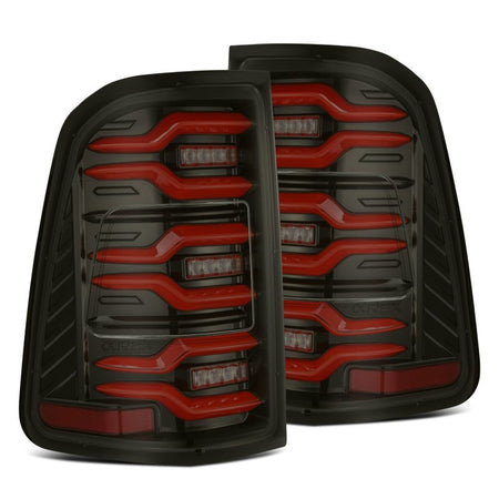 AlphaRex 19 - 21 Dodge Ram 1500 Luxx - Series LED Tail Lights Black/Red w/Activ Light/Seq Signal - CPC Performance