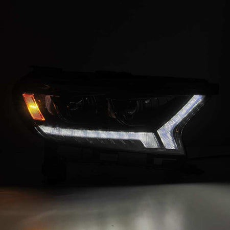 AlphaRex 19 - 21 Ford Ranger LUXX LED Proj Headlights Plank Style Alpha Black w/Seq Signal/DRL - CPC Performance