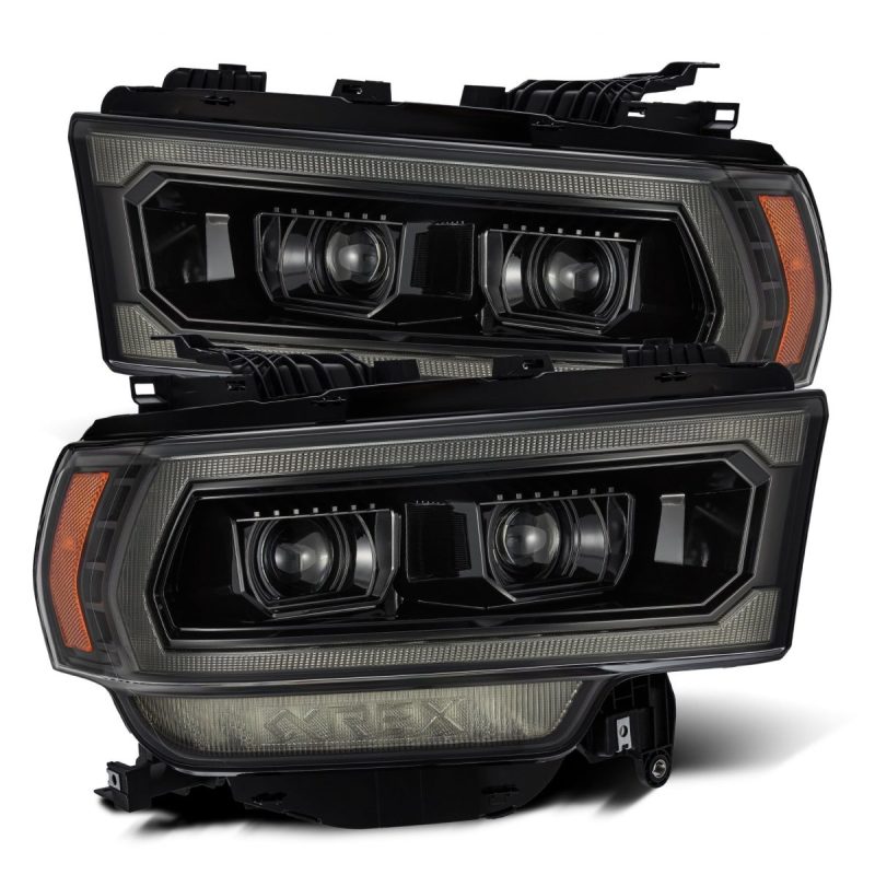 AlphaRex 19 - 21 Ram 2500 LUXX LED Proj Headlights Plank Style Alpha Blk w/Activ Light/Seq Signal/DRL - CPC Performance