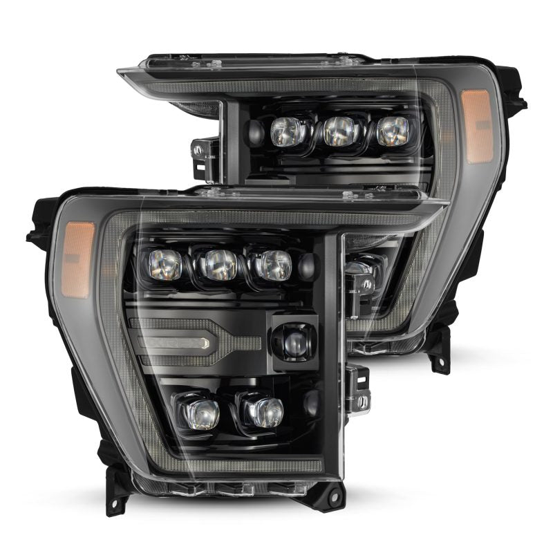 AlphaRex 21 - 22 Ford F - 150 NOVA LED Proj Headlights Plank Style Alpha Blk w/Activ Light/Seq Signal - CPC Performance