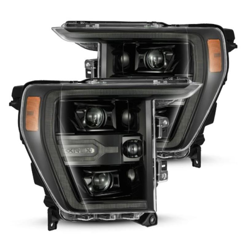 AlphaRex 21 - 22 Ford F150 Luxx - Series Projector Headlights Alpha - Black w/Activ Light/Seq Signal - CPC Performance