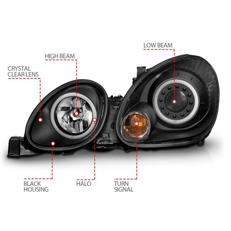 ANZO 1998 - 2005 Lexus Gs300 Projector Headlights w/ Halo Black - CPC Performance