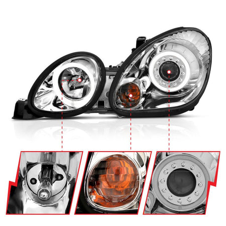 ANZO 1998 - 2005 Lexus Gs300 Projector Headlights w/ Halo Chrome - CPC Performance