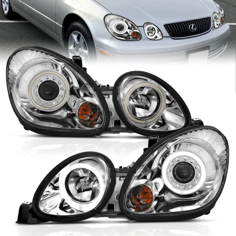 ANZO 1998 - 2005 Lexus Gs300 Projector Headlights w/ Halo Chrome - CPC Performance
