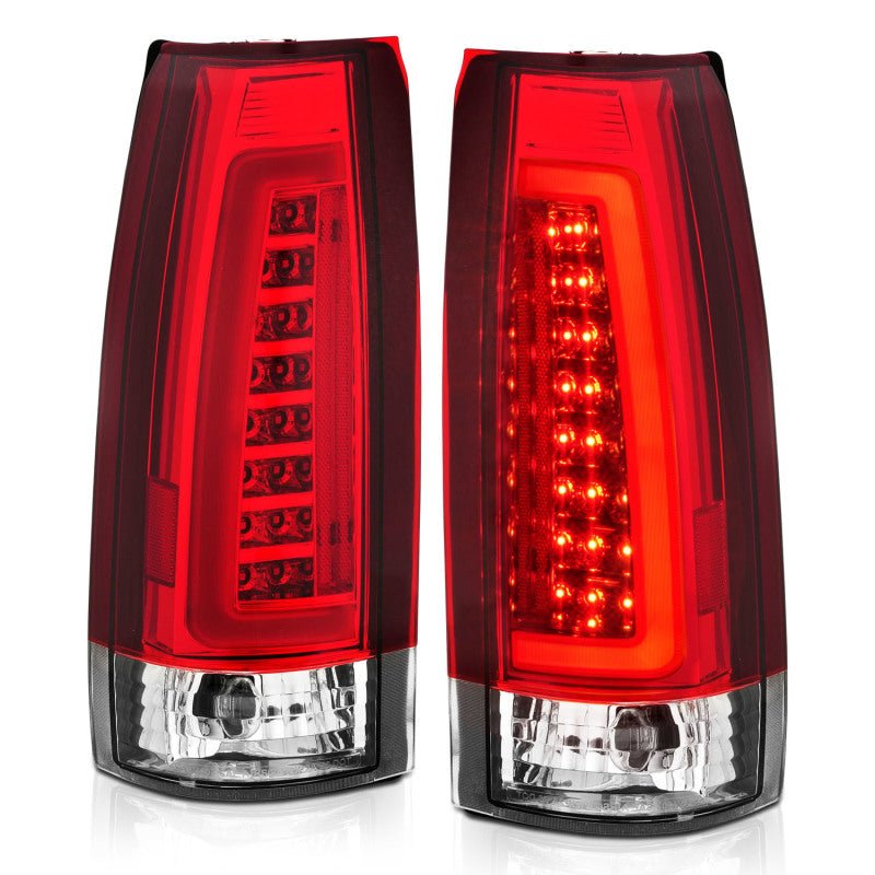 ANZO 1999 - 2000 Cadillac Escalade LED Taillights Chrome Housing Red/Clear Lens Pair - CPC Performance