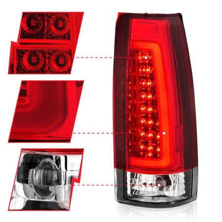 ANZO 1999 - 2000 Cadillac Escalade LED Taillights Chrome Housing Red/Clear Lens Pair - CPC Performance