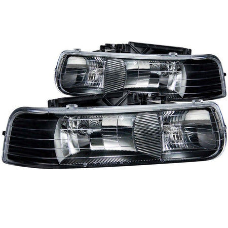 ANZO 1999 - 2002 Chevrolet Silverado 1500 Crystal Headlights Black - CPC Performance