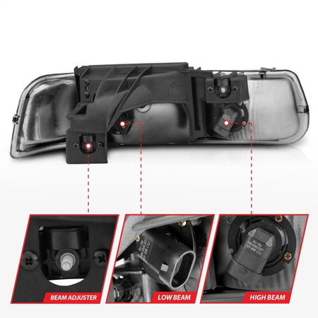 ANZO 1999 - 2002 Chevrolet Silverado 1500 Crystal Headlights Chrome - CPC Performance