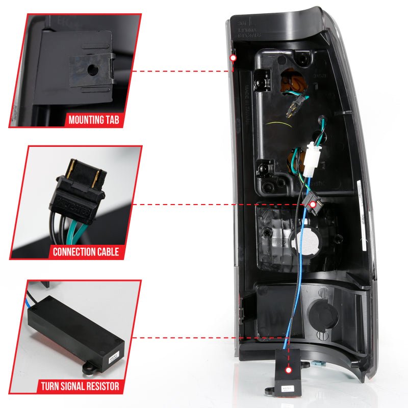 ANZO 1999 - 2002 Chevy Silverado 1500 LED Taillights Plank Style Black w/Clear Lens - CPC Performance