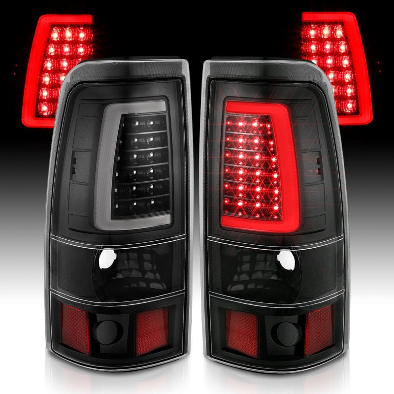 ANZO 1999 - 2002 Chevy Silverado 1500 LED Taillights Plank Style Black w/Clear Lens - CPC Performance