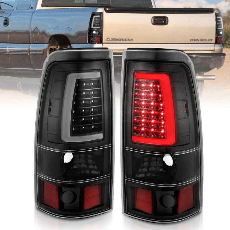 ANZO 1999 - 2002 Chevy Silverado 1500 LED Taillights Plank Style Black w/Clear Lens - CPC Performance