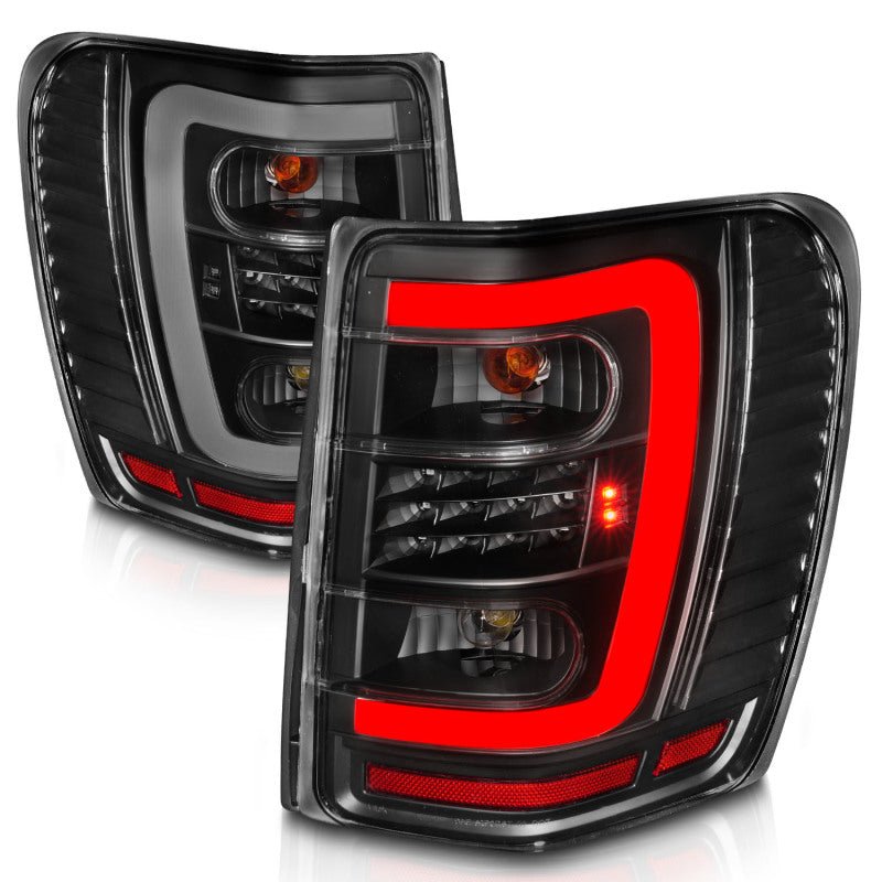 ANZO 1999 - 2004 Jeep Grand Cherokee LED Tail Lights w/ Light Bar Black Housing Clear Lens - CPC Performance