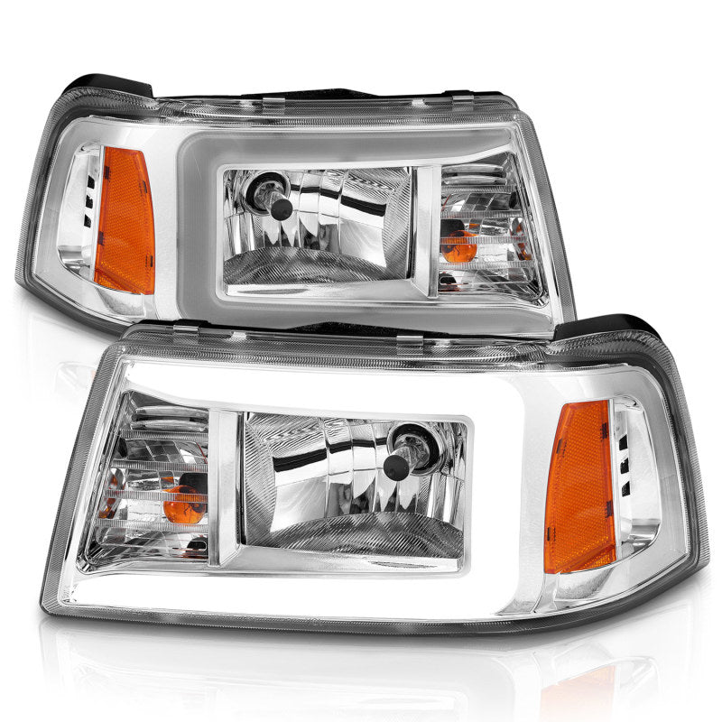 ANZO 2001 - 2011 Ford Ranger Crystal Headlights w/ Light Bar Chrome Housing - CPC Performance
