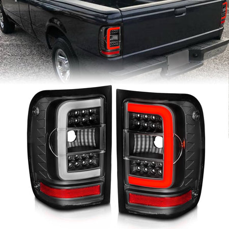 ANZO 2001 - 2011 Ford Ranger LED Tail Lights w/ Light Bar Black Housing Clear Lens - CPC Performance