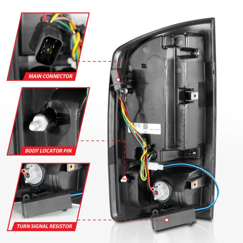 ANZO 2002 - 2006 Dodge Ram 1500 LED Tail Lights w/ Light Bar Black Housing Clear Lens - CPC Performance