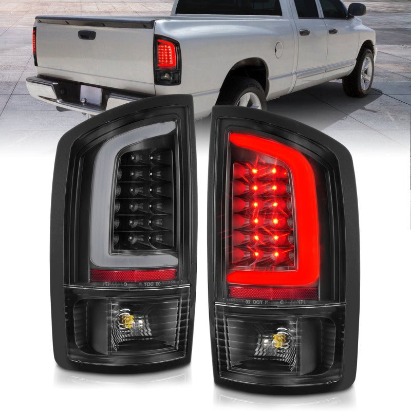 ANZO 2002 - 2006 Dodge Ram 1500 LED Tail Lights w/ Light Bar Black Housing Clear Lens - CPC Performance