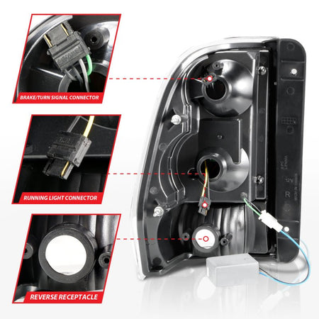 ANZO 2002 - 2009 Chevrolet Trailblazer LED Tail Lights w/ Light Bar Black Housing Smoke Lens - CPC Performance