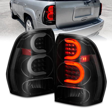 ANZO 2002 - 2009 Chevrolet Trailblazer LED Tail Lights w/ Light Bar Black Housing Smoke Lens - CPC Performance