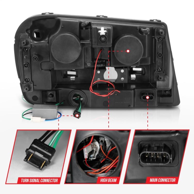 ANZO 2002 - 2009 Chevrolet Trailblazer Projector Headlights w/ Halo Black - CPC Performance