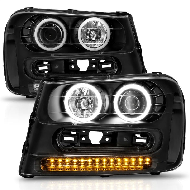 ANZO 2002 - 2009 Chevrolet Trailblazer Projector Headlights w/ Halo Black - CPC Performance