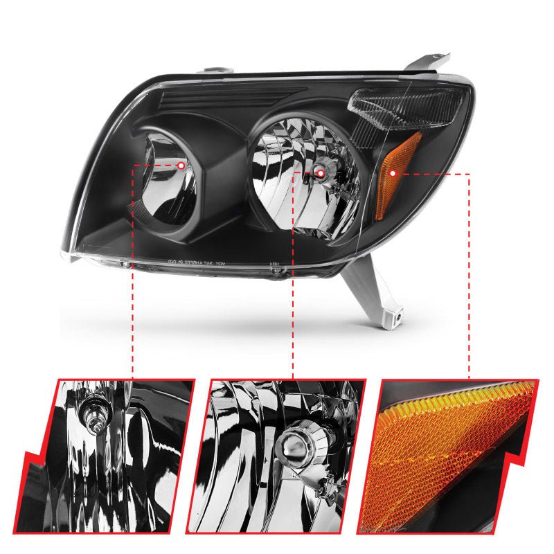 ANZO 2003 - 2005 Toyota 4Runner Crystal Headlights Black - CPC Performance
