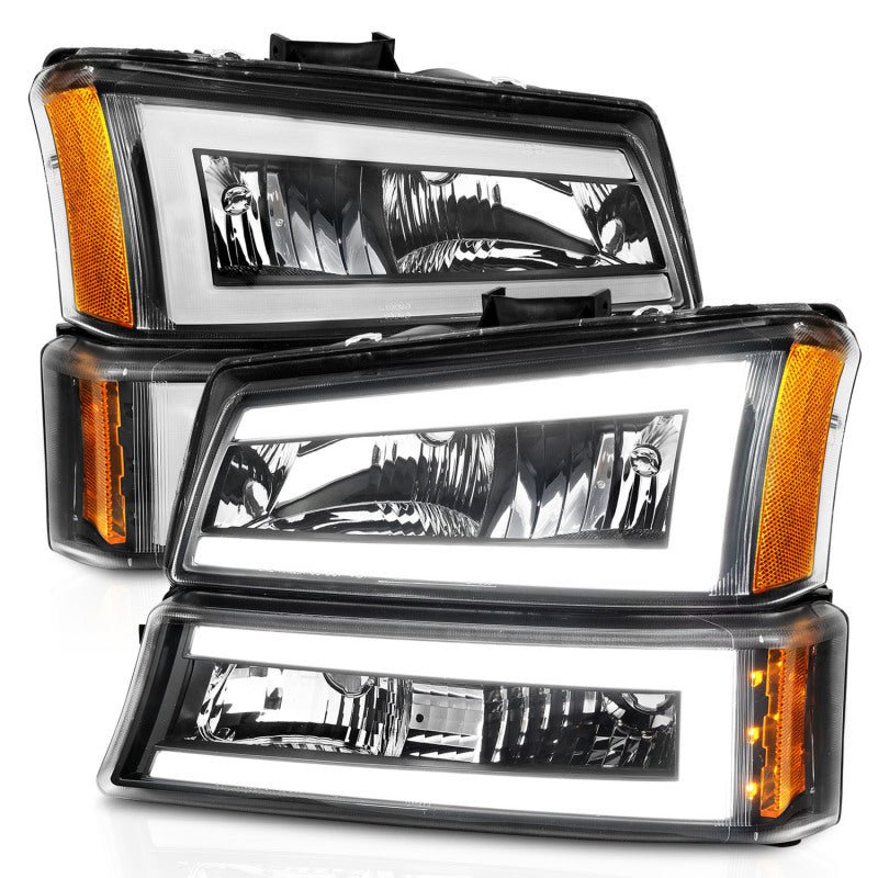 ANZO 2003 - 2006 Chevrolet Silverado 1500 Crystal Headlights w/ Light Bar Black Housing - CPC Performance