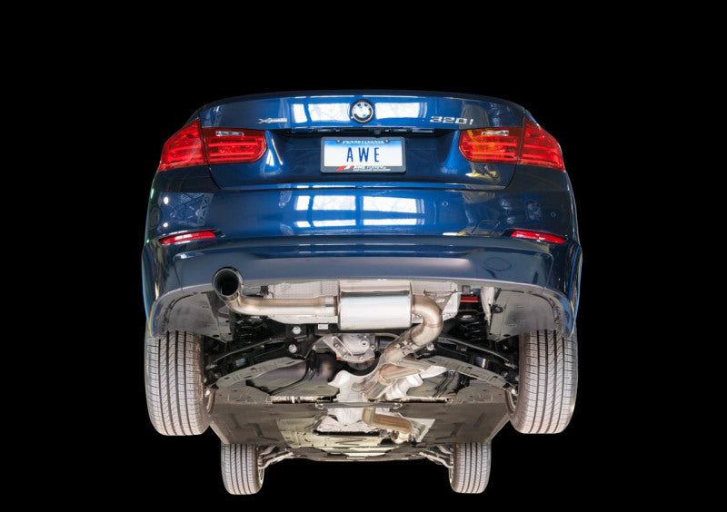 AWE Tuning BMW F30 320i Touring Exhaust w/Performance Mid Pipe - Diamond Black Tip (90mm)